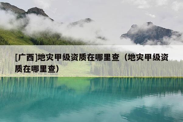 [广西]地灾甲级资质在哪里查（地灾甲级资质在哪里查）